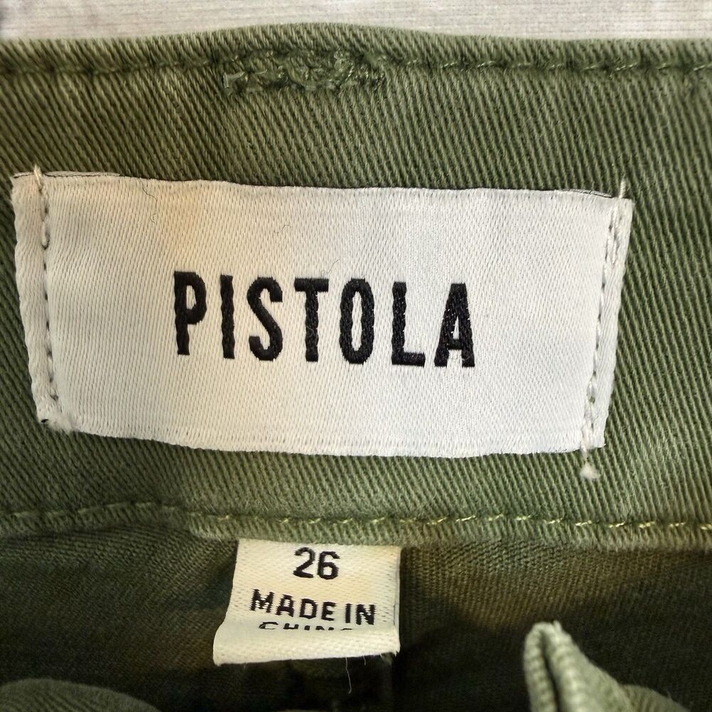 Pistola Sophia Twill Pants Women 26 Basil Green Flap Pockets High Rise Wide Leg - Picture 5 of 8